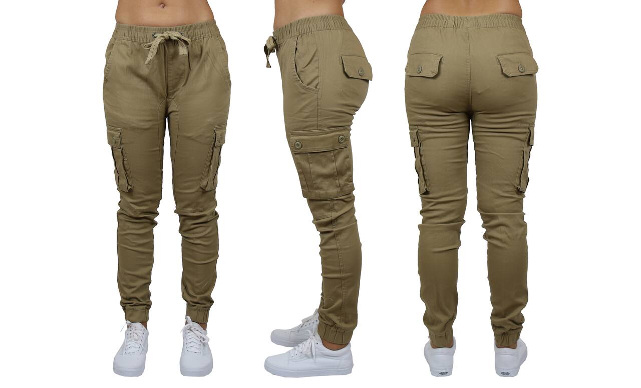 Galaxy By Harvic Loose Fit Cotton Stretch Twill Women's Cargo Joggers